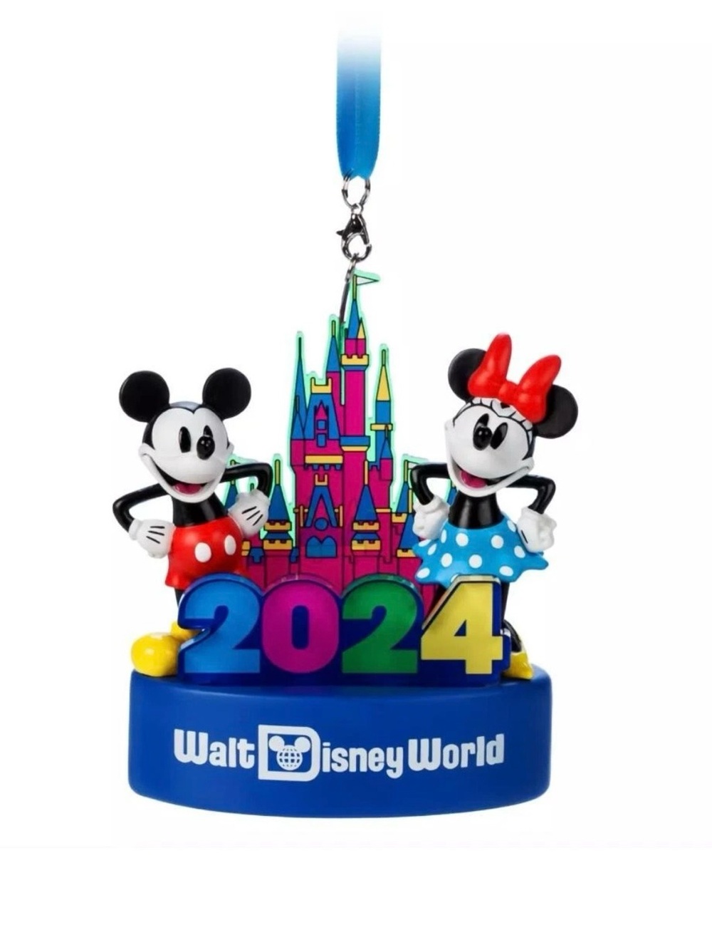 Walt Disney World Parks 2024 Mickey & Minnie Castle Figure Light Up Ornament NEW